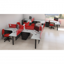 Puestos operativos con pantallas acrílicas