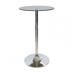 Mesa de vidrio templado de 8 mm de espesor Estructura en acero inoxidable Base circular cromada