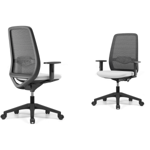 Sillas ergonómicas con espaldar  en malla y asiento tapizado